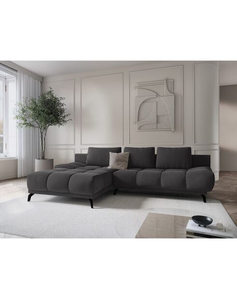 Canapé d'angle Gauche Convertible avec Coffre Cirrus 5 Places gris - 290x182x90 cm